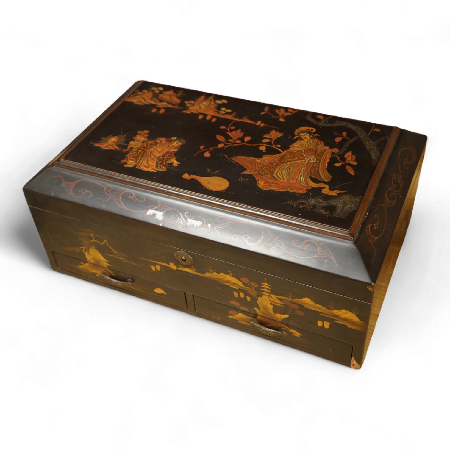 A Chinese lacquer work box, Meiji period, 45cm